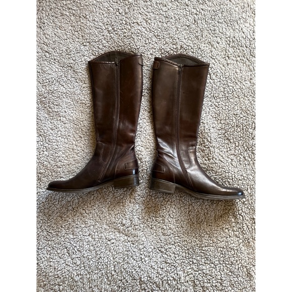 Genuine Italian Leather 39 Tall Brown Riding Boots - Picture 4 of 9